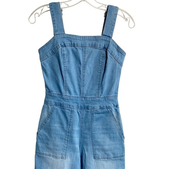 Dollhouse Juniors' Cropped Wide-Leg Denim Overalls 3 EUC - Picture 3 of 14
